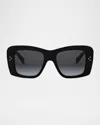 Celine 3 Dots Square Sunglasses In Shiny Black Gradient Smoke