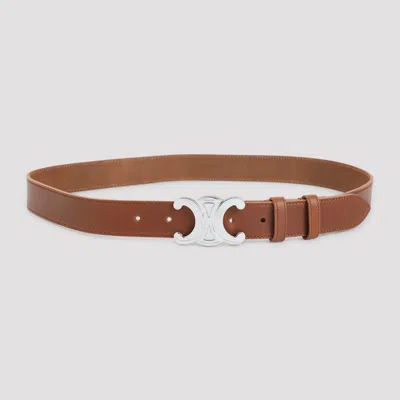 Celine Adjustable 30mm Belt Double Loop In Brown