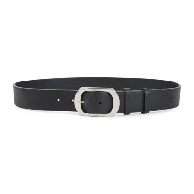 Celine Adjustable Textured Belt Buckle Detail In Black