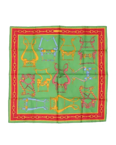 Pre-owned Celine Céline 45 Cotton Handkerchief In Green