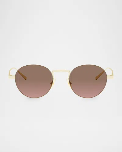 Celine 49mm Metal Round Sunglasses In Gold