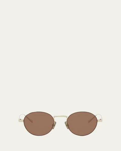 Celine 49mm Metal Round Sunglasses In Gold Brown
