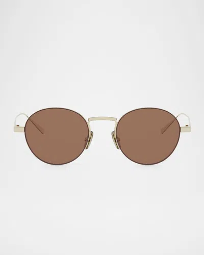 Celine 49mm Metal Round Sunglasses In Gold Brown
