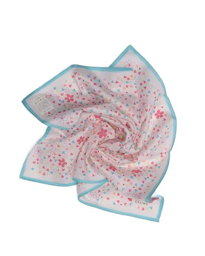 Pre-owned Celine Céline 50 Floral Hearts Cotton Scarf