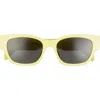 Celine 54mm Rectangular Sunglasses In Shiny Light Green/smoke