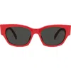Celine 54mm Rectangular Sunglasses In Shiny Red/smoke