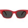 Celine 54mm Rectangular Sunglasses In Shiny Red/smoke