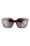 Celine 56mm Cat Eye Sunglasses In Shiny Bordeaux/smoke