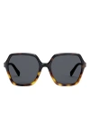 Celine 58mm Geometric Sunglasses In Havana/other/smoke