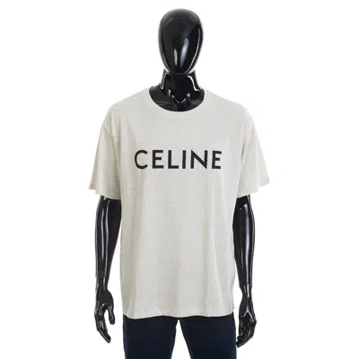 Pre-owned Celine 590$ Beige Loose T-shirt -  Screen Print, Cotton Jersey