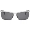 Celine 62mm Oversize Geometric Sunglasses In Shiny Palladium/smoke