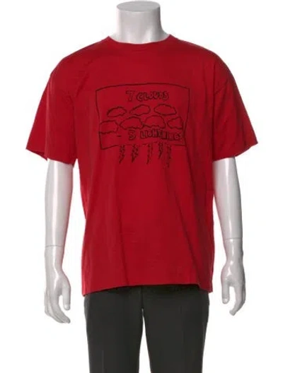 Pre-owned Celine 7 Clouds - 5 Lightnings Graphic Print Shirt In Red