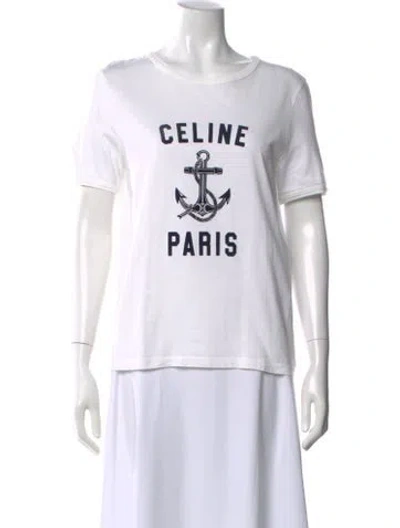 Pre-owned Celine 70's Anchor Graphic Print T-shirt In White