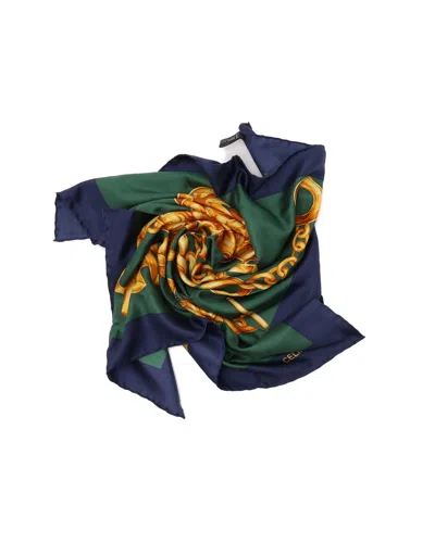 Celine Céline 70 Silk Scarf In Green