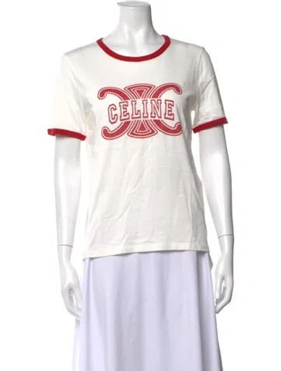 Pre-owned Celine 70's Style Ringer Graphic Print T-shirt In White
