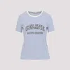Celine Blue Crewneck Striped Logo T-shirt In Blue