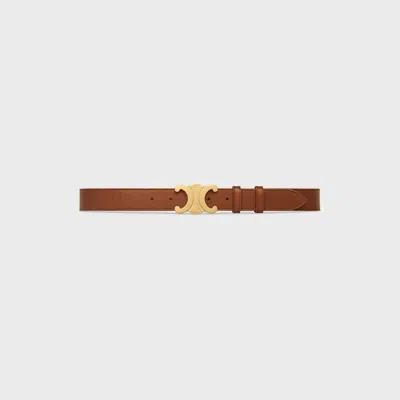 Pre-owned Celine 760$ Men's Large Triomphe Buckle Belt - Camel Brown Vintage Calfskin