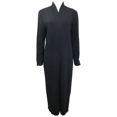 Pre-owned Celine 90s  Black Wool V-shaped Neckline Long Dress