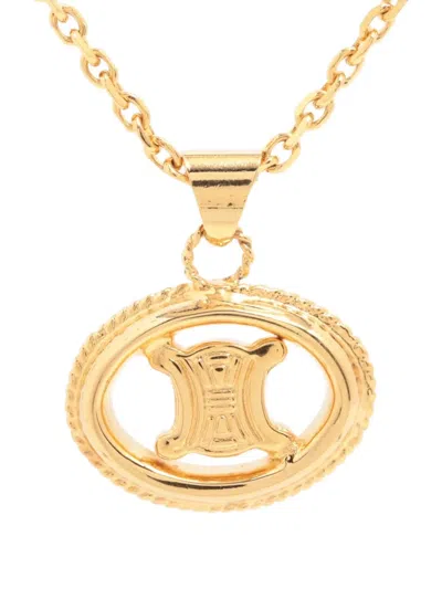 Pre-owned Celine 990-2010s Triomphe Pendant Necklace In Gold