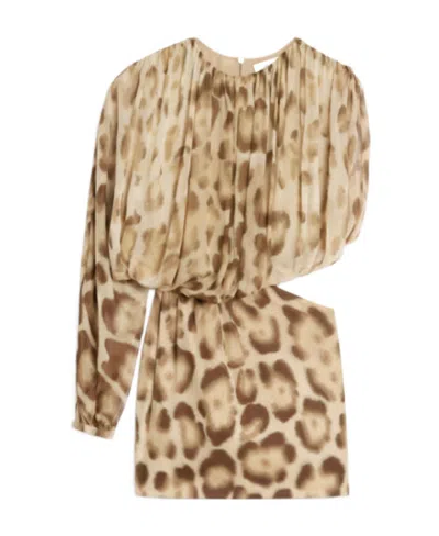 Celine A Dress With Draped Sleeves In Nude