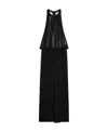 Celine A Round-necked Lotus Leaf Edge Dress In Black