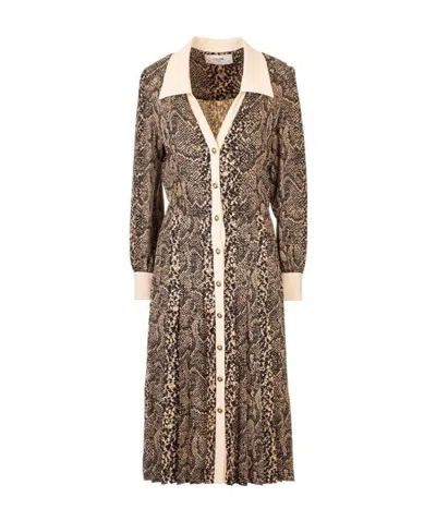 Celine A Snake-striped Low-cut Dress In Green