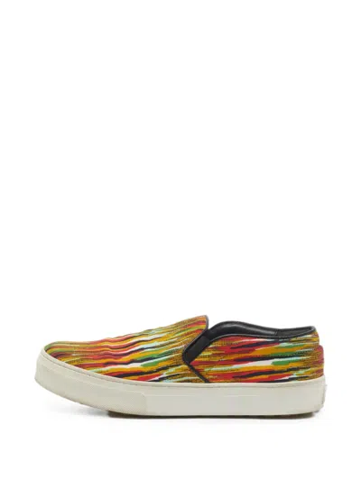 Pre-owned Celine Abstract-pattern Slip-on Sneakers In Red
