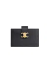 Celine Accordeon Card Holder In Supple Grained Calfskin In Black