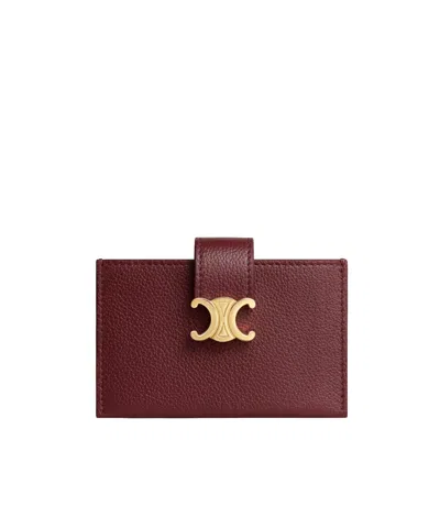 Celine Accordeon Card Holder Nino In Supple Grained Calfskin In Red