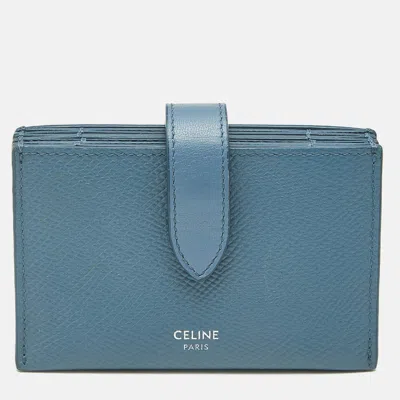 Pre-owned Celine Accordion Blue Leather Card Holder
