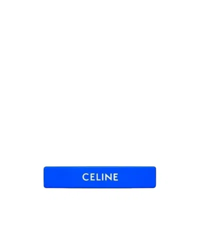 Celine Acetate And Ferroalloy Printed Hairpins In Blue