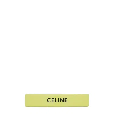 Celine Acetate And Ferroalloy Printed Hairpins In Yellow