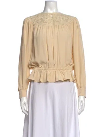 Pre-owned Celine Acetate Crew Neck Blouse In Neutrals