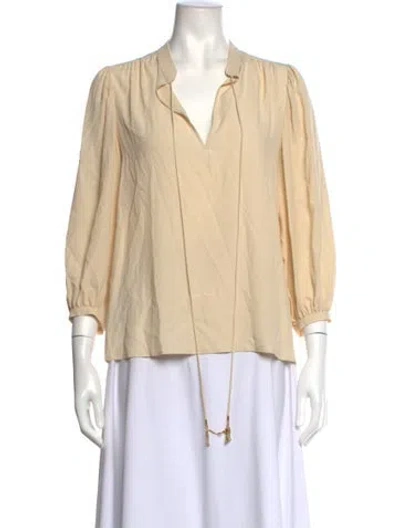 Pre-owned Celine Acetate V-neck Blouse In Neutrals