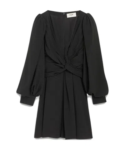 CELINE ACETIC ACID AND VISCOSE FIBER KNIT DRESS WITH LONG SLEEVES