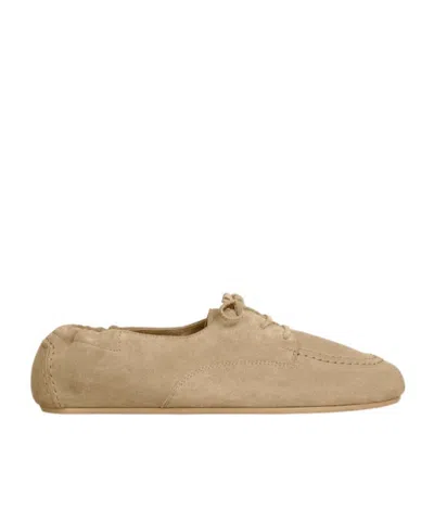 Celine Adam Lace-up Loafer In Suede Calfskin In Brown
