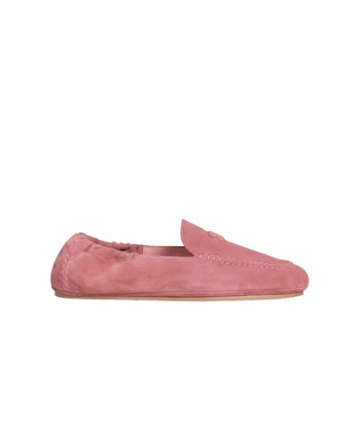 Celine Adam Loafer  In Suede Calfskin In Pink