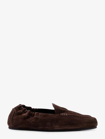 Celine Adam Suede Loafers In Brown