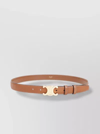 Celine Adjustable Double Loop Leather Belt In Brown