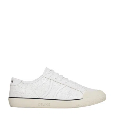 Celine Alan As-01 Cracked Low-cut Sneakers In White