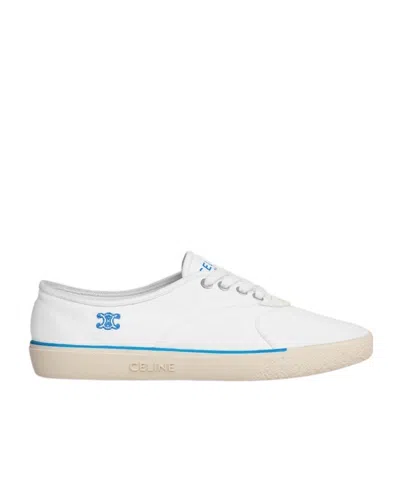 Celine Alan Sneaker In Canvas And Suede Calfskin In White