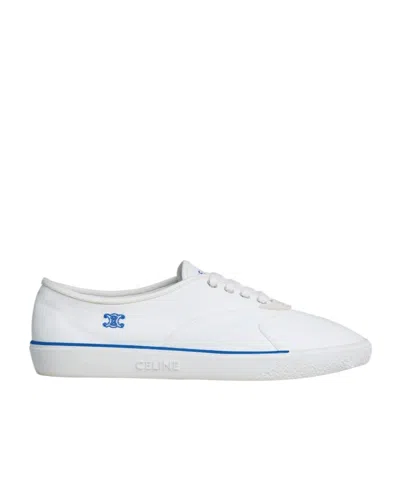 Celine Alan Sneaker In Canvas And Suede Calfskin In White