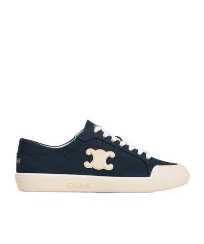 Celine Alan Sneakers With Triomphe In Canvas In Blue