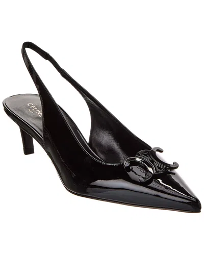 Celine Alma Triomphe Patent Slingback Pump In Black