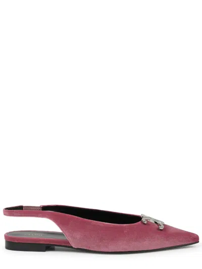 Celine Alma Triomphe Velvet Flat Slingback 05 In Multicolor