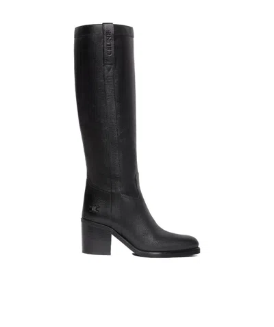 Celine Almond Head Boots In Black