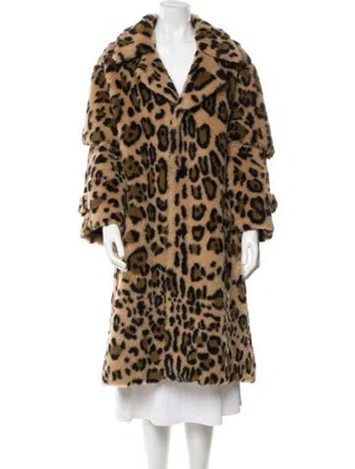 Pre-owned Celine Alpaca Animal Print Coat In Brown