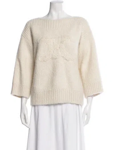 Pre-owned Celine Alpaca Crew Neck Sweater In White