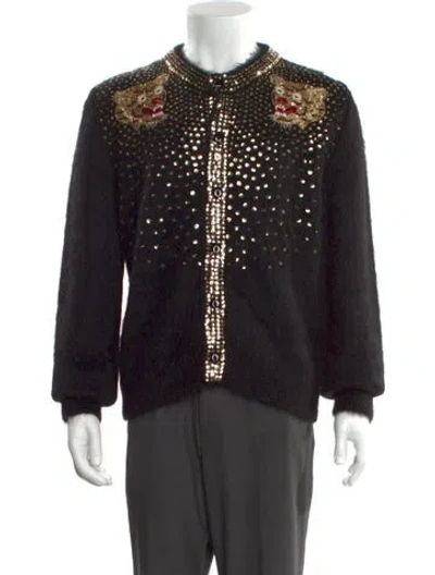 Pre-owned Celine Alpaca Graphic Print Cardigan W/ Tags In Black