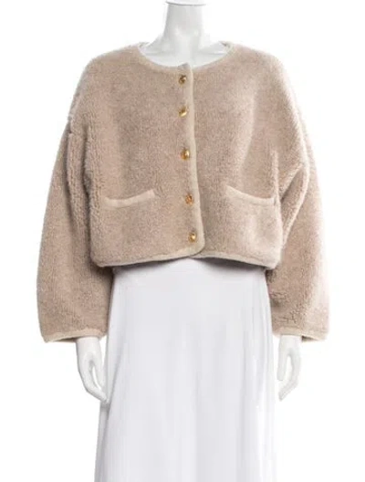 Pre-owned Celine Alpaca Open Front Sweater In Neutrals